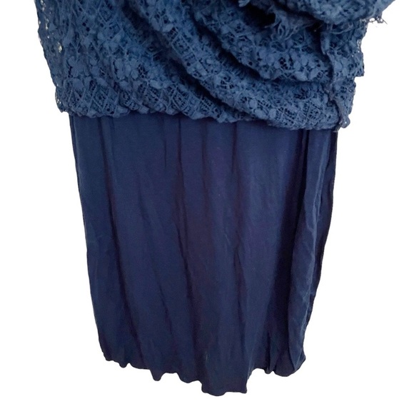 NWOT Nightcap Florence Navy Blue Sheer Lace V-Back 3/4 Sleeve Mini Dress Size 2 - Picture 7 of 12